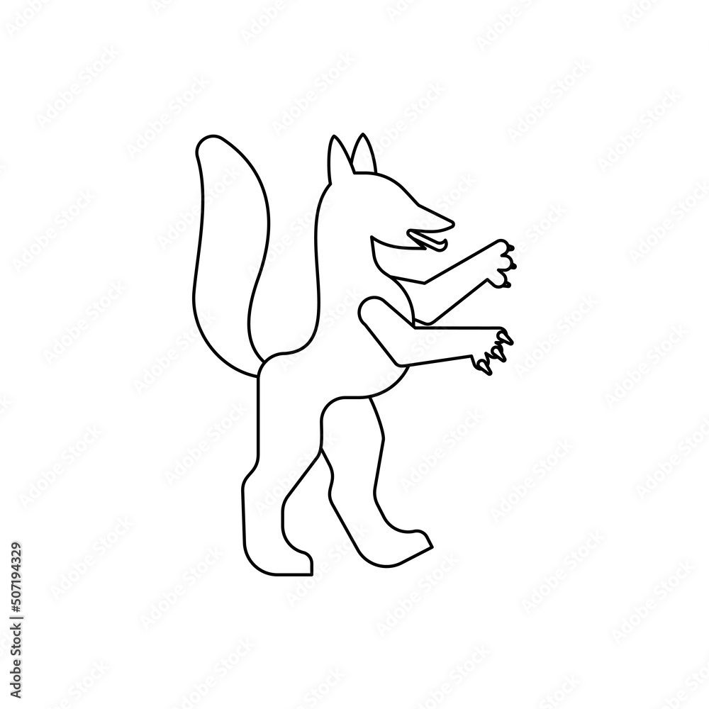 Fox Heraldic animal linear style. Fantastic Beast. Monster for coat of arms. Heraldry design element. Fox Heraldic animal linear style. Fantastic Beast. Monster for coat of arms. Heraldry design element.