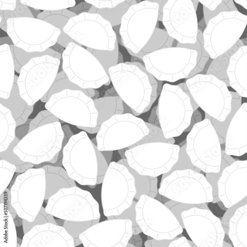 Jiaozi Chinese dumplings pattern seamless. Traditional food in China background