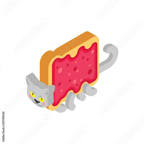 Cat sandwich with jam isolated. edible pet Vector illustration