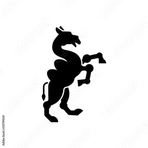 Camel Heraldic animal silhouette. Fantastic Beast. Monster for coat of arms. Heraldry design element.