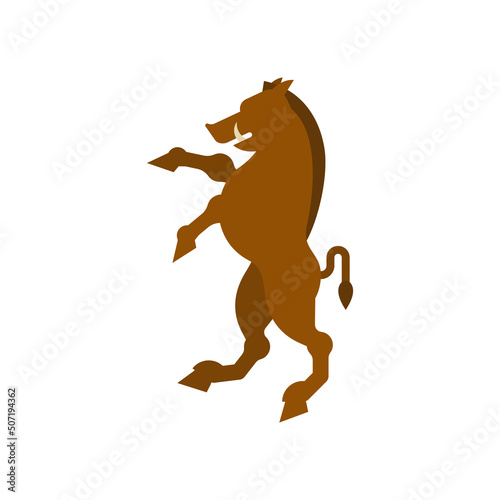 Boar Heraldic animal. Fantastic Beast. Monster for coat of arms. Heraldry design element.