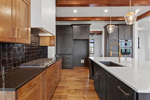 White kitchen with dark cabinets