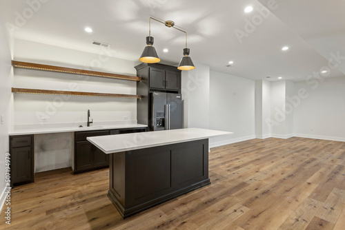 White kitchen with dark cabinets