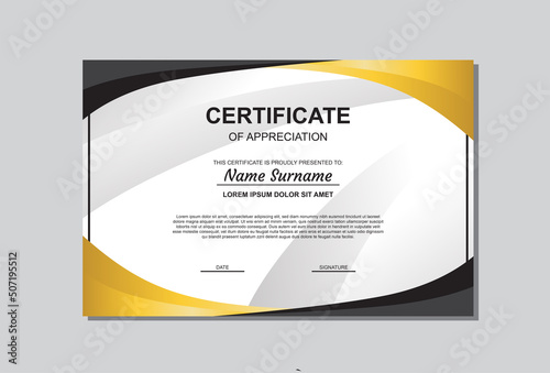 certificate template design in gold and black color. certificate with luxury and modern style.