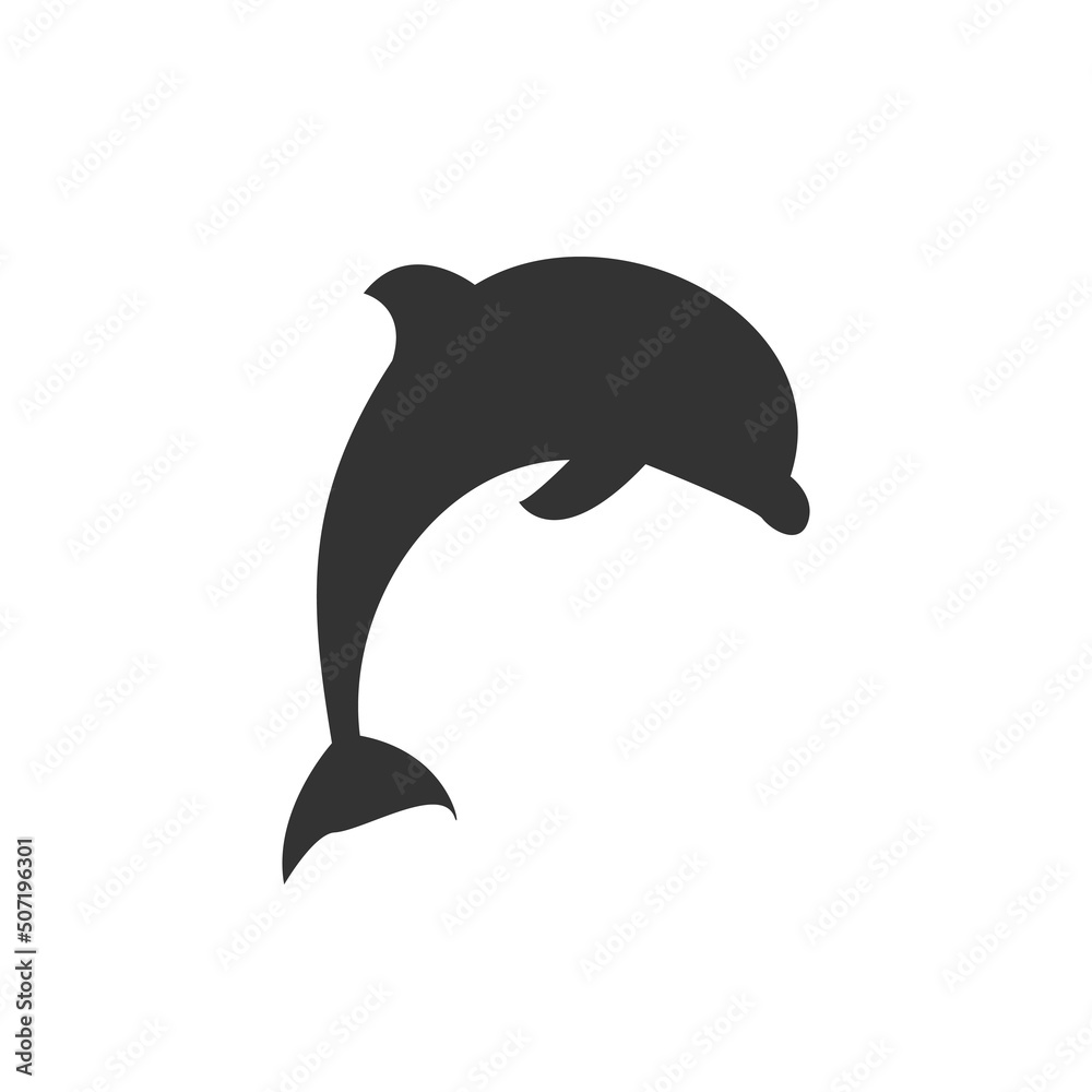 black dolphin icon on white background black dolphin icon on white background