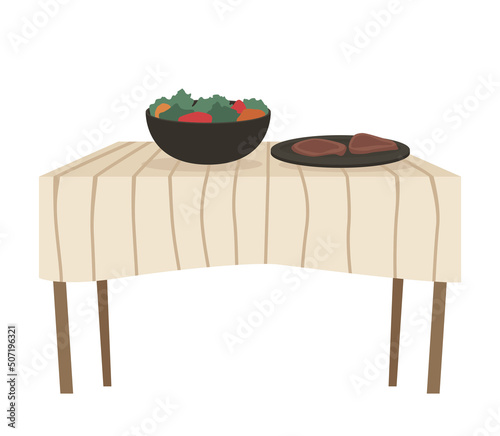 restaurant table with food