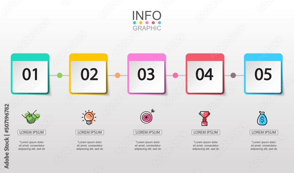 Presentation creative concept business data visualization for infographic. With 5 options. Vector illustration EPS10. 