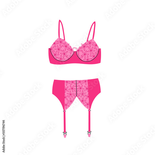 Women elegant pink lingerie.Modern colorful female underwear.