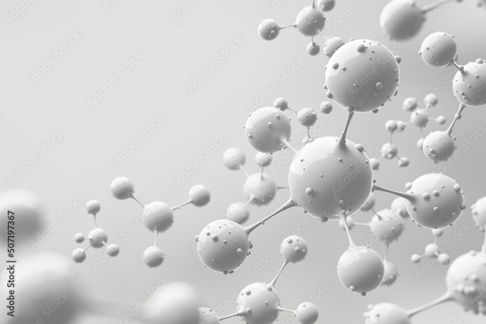 Abstract zoom white molecules atoms or virus mutate design. Clean pure structure for science experiment or medical in laboratory research background. education chemical reaction. 3d illustration. Abstract zoom white molecules atoms or virus mutate design. Clean pure structure for science experiment or medical in laboratory research background. education chemical reaction. 3d illustration.