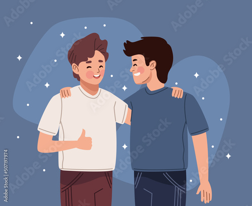 male friends hugging