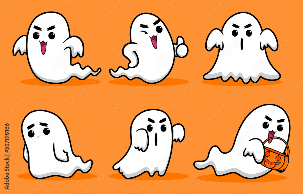 set of cute ghost vector set of cute ghost vector
