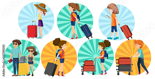 Different tourist simple characters set