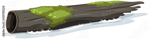 Isolated floating dead log wood