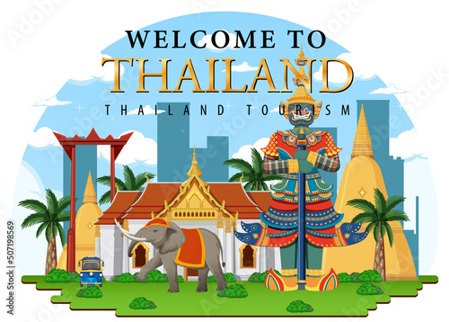 Bangkok Thailand Landmark Logo Banner