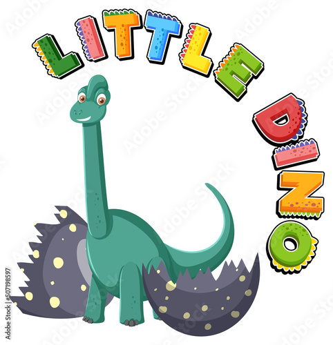 Little cute diplodocus dinosaur cartoon character