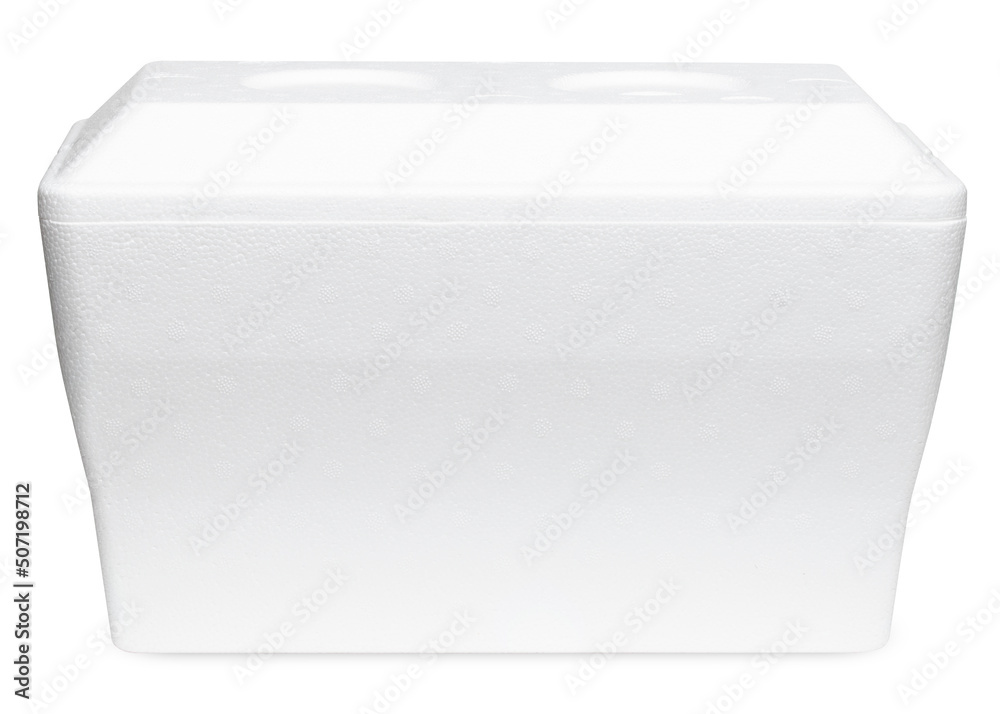 Foto de Cooler. Styrofoam Cooler box. White foam plastic Cooler box for