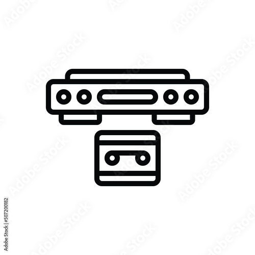 Black line icon for vcr video photo
