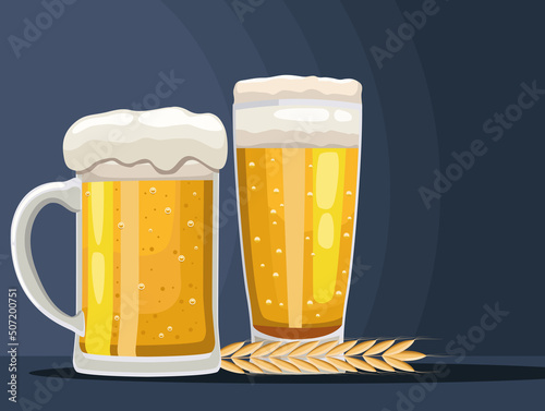 beer jar and glass