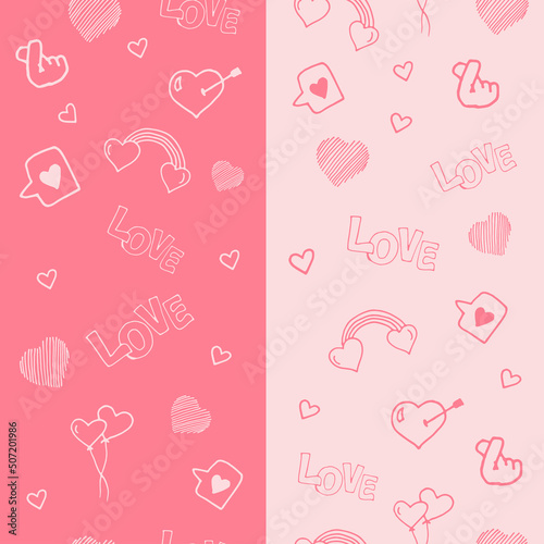 pink romantic background. hand drawn vector. love-hand drawn lettering with heart shape illustration. valentine's day background. wallpaper, greeting card, decoration, postcard, cover magazine. 