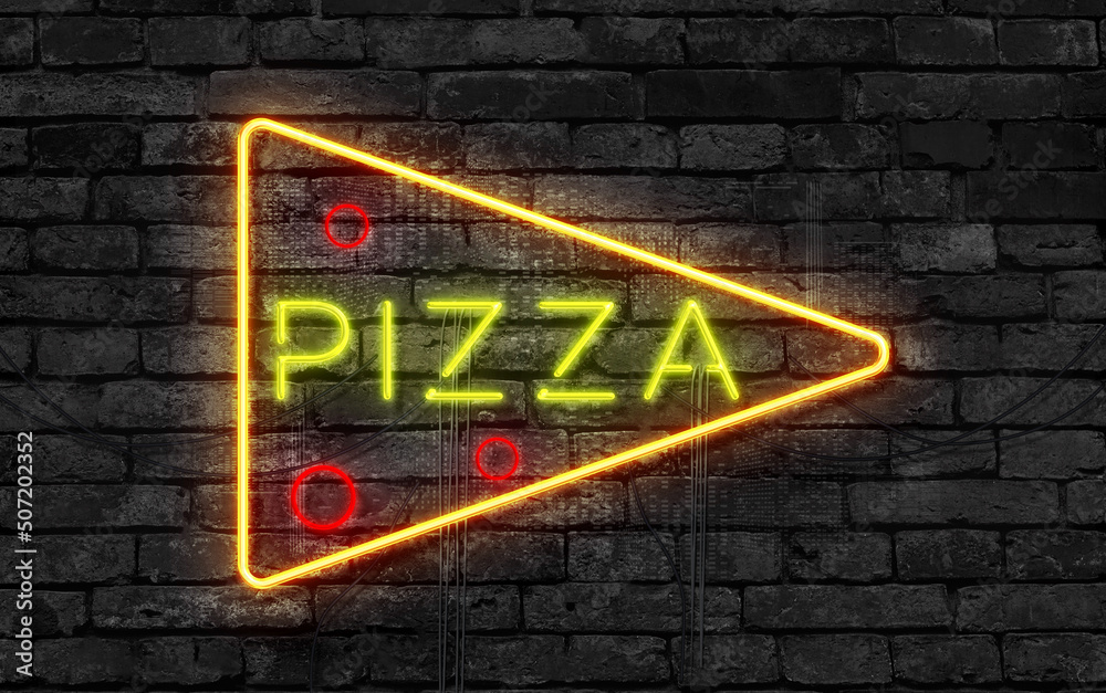 Obraz premium Pizza Neon Sign on a dark wall