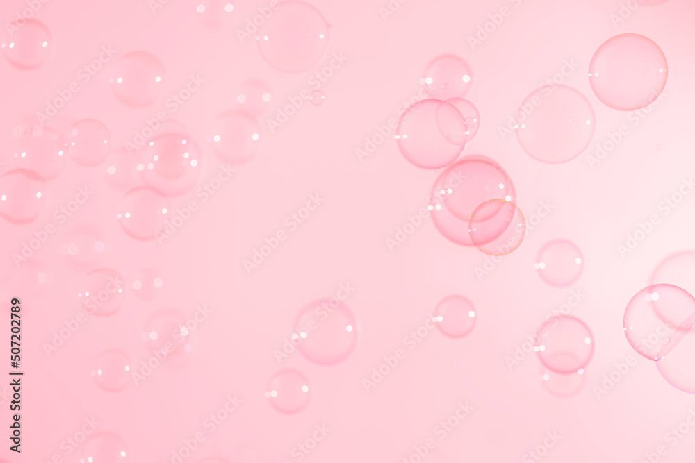 Abstract Beautiful Transparent Soap Bubbles on Background. Soap Sud Bubbles Water.