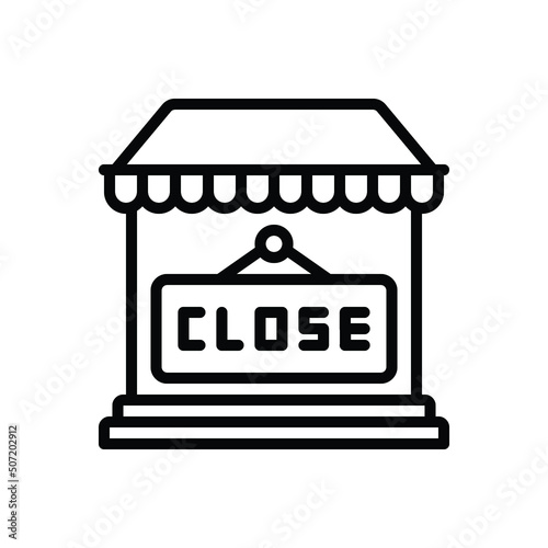 Black line icon for closed