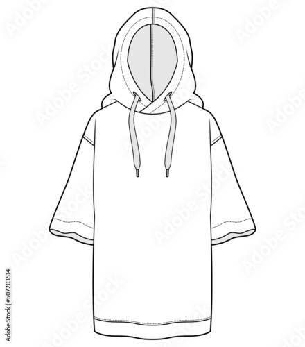sleepwear hoodie top kids pyjama flat sketch vector illustration