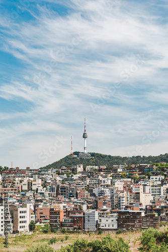 Photography namsan tower which is the landmark of seoul (south korea) landscape of seoul cit