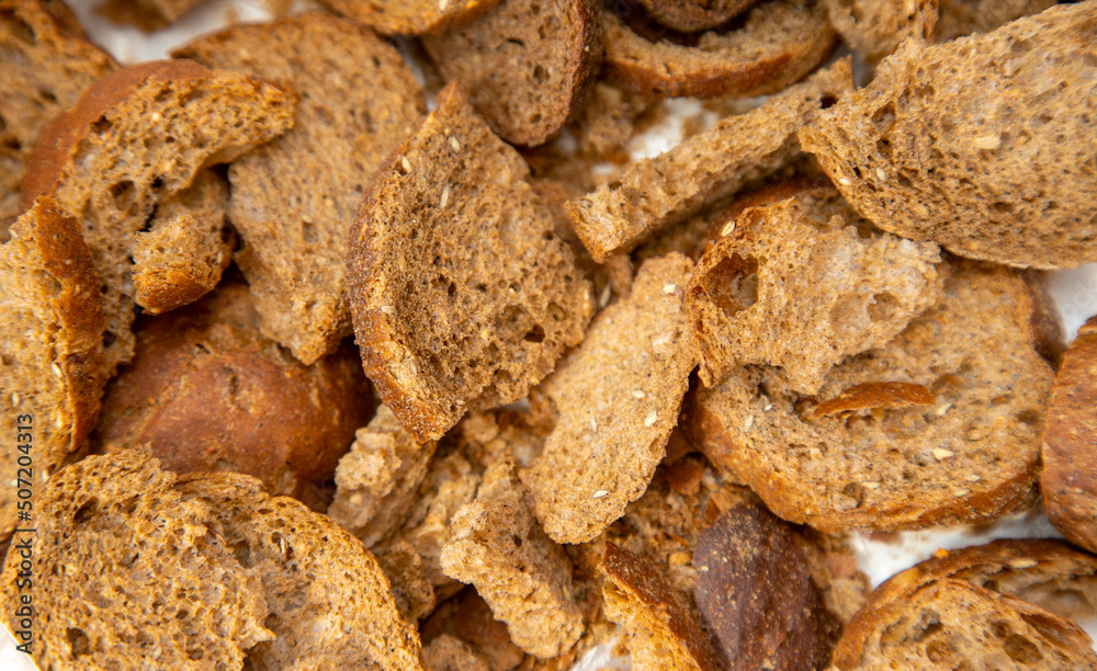 rye croutons on white background rye croutons on white background