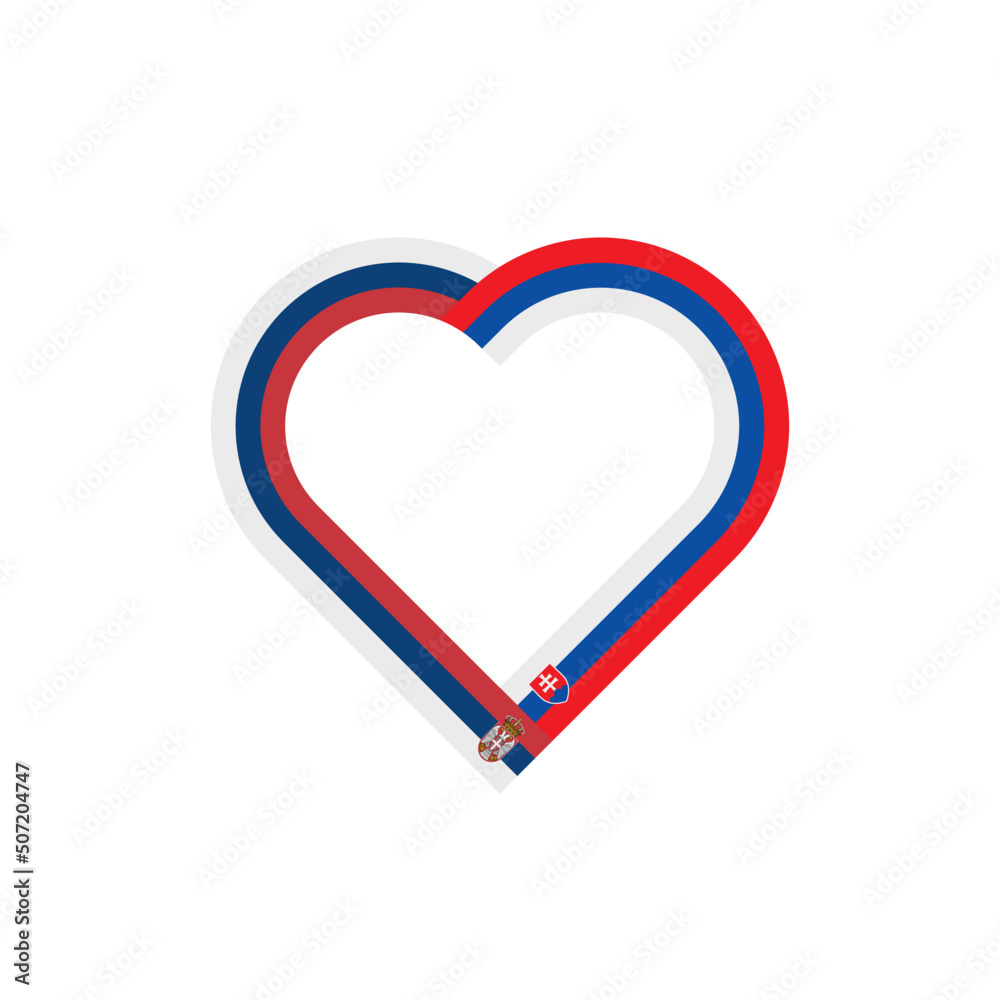 unity concept. heart ribbon icon of serbia and slovakia flags. vector illustration isolated on white background unity concept. heart ribbon icon of serbia and slovakia flags. vector illustration isolated on white background