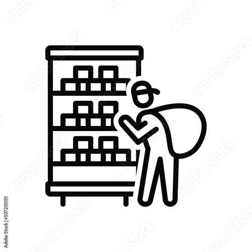 Black line icon for theft