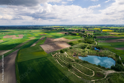 Green Countryside Landscape at Spring. Drone Aerial View. Poland Farmlands © marcin jucha