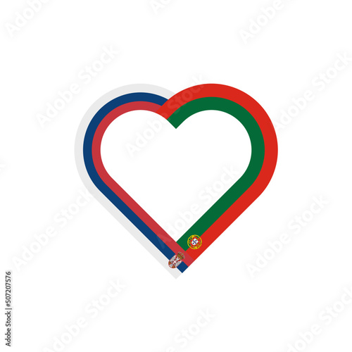 unity concept. heart ribbon icon of serbia and portugal flags. vector illustration isolated on white background