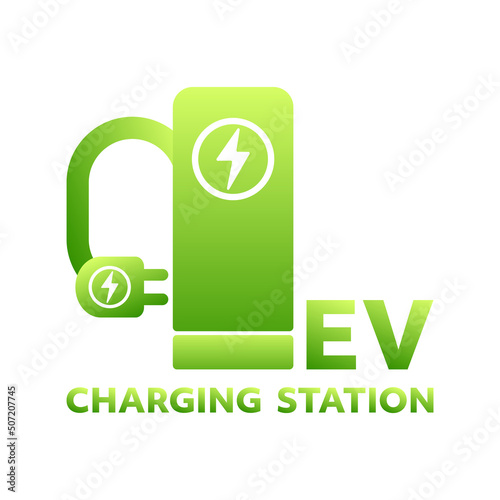 Electric vehicle charging cabinet, energy ,EV technology ,isolated on white background ,Vector illustration EPS 10