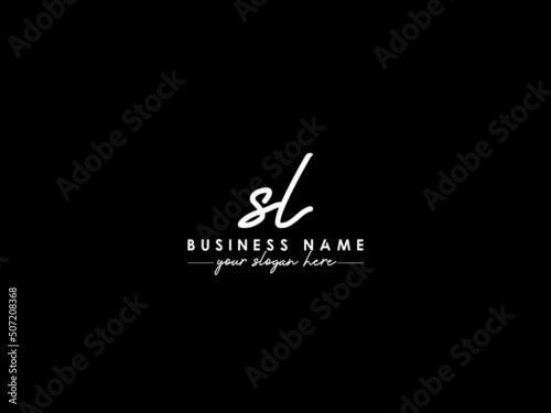 Signature SL Logo Letter, Creative Sl ls Black Signature Logo Icon Design