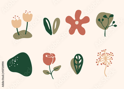 Hand drawn minimal flower wallpaper. simple flowers. 