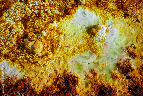 Close-up -Yellow-greenish Dallol Volcano in the Danakil Desert, Afar Region, Ethiopia photo