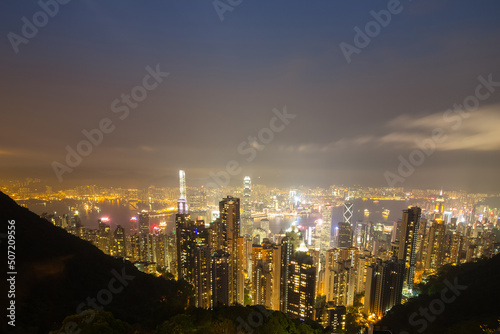 Overlooking the panorama and urban beauty of Hong Kong Special Administrative Region of China from above