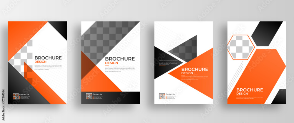 Brochure cover design template with  Abstract shape design  .a4 design with 4 color yellow and black design
