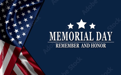 Happy Memorial Day with American USA flag	
