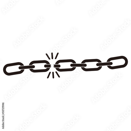broken chain link vector icon. Wreck chain link icon	