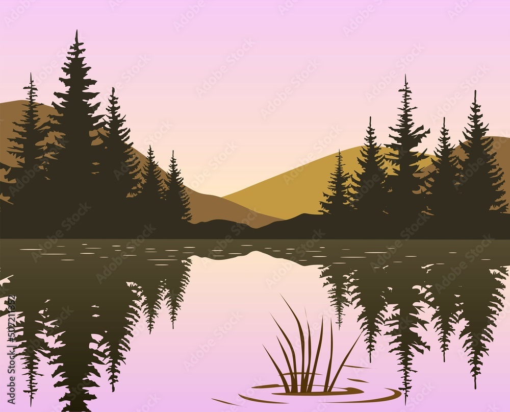 Obraz premium sunset on the lake