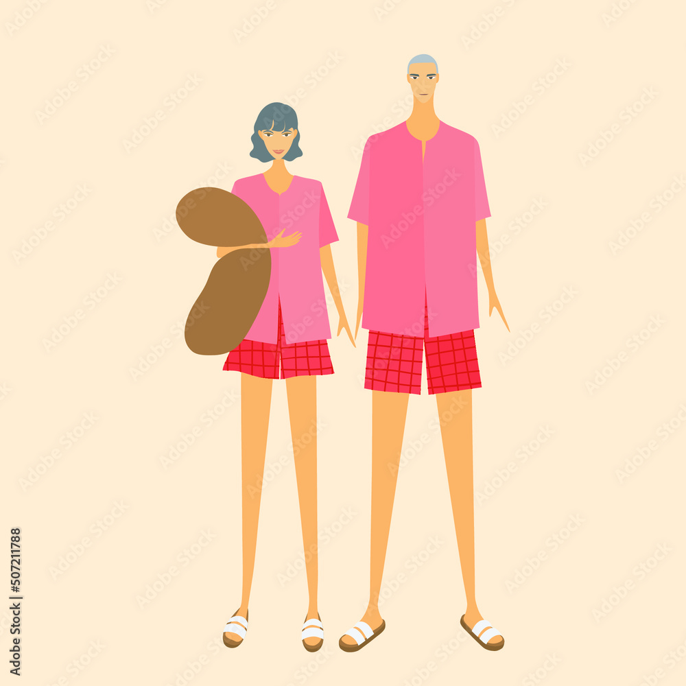 Red pastel pajamas for couple Red pastel pajamas for couple