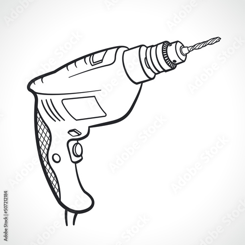 electric drill black and white