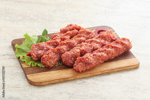 Raw beef kebab minced meat