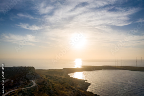 Summer landscape in Cyprus. View from the top of Cape Greco. Morning sunrise in Cyprus