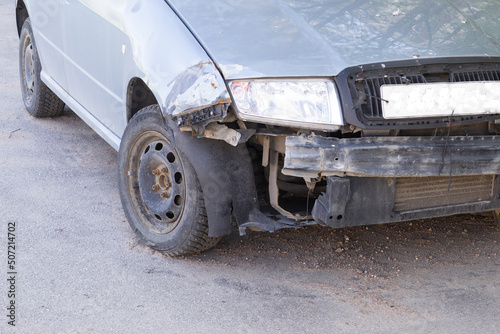 small damage to the front of the car as a result of a road accident