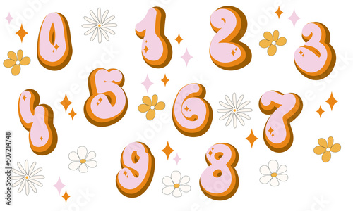 Groovy retro number 0 with sparkle