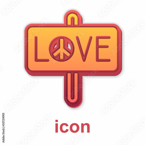 Gold Peace icon isolated on white background. Hippie symbol of peace. Vector