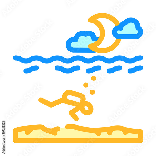 night diving course color icon vector. night diving course sign. isolated symbol illustration